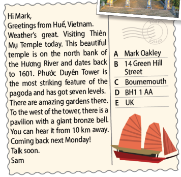 Tiếng Anh 7 Writing 5. A postcard 1 1