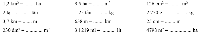 Đề cương ôn tập học kì 1 Toán 5 - Cánh diều 6